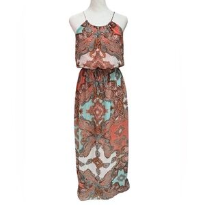 Sweet Storm Boho Paisley Halter Maxi Dress